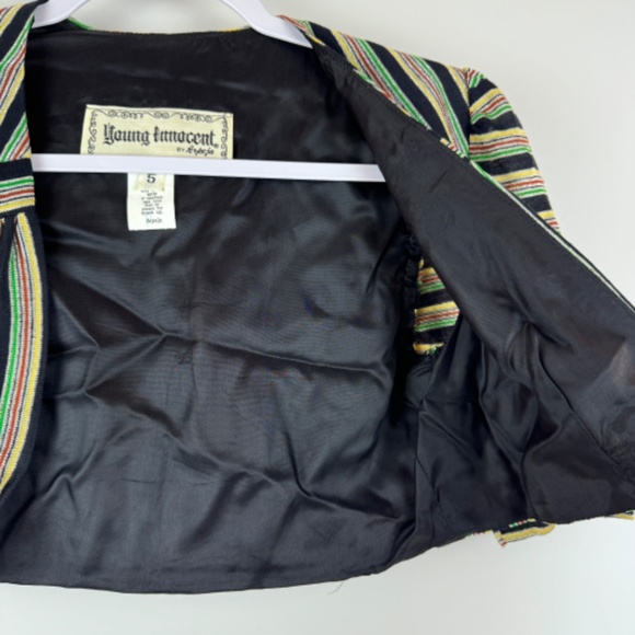 YOUNG INNOCENT BY ARPEJA Rare Vintage Crop Blazer Overlay Jacket / Size 5 Junior - Picture 4 of 9